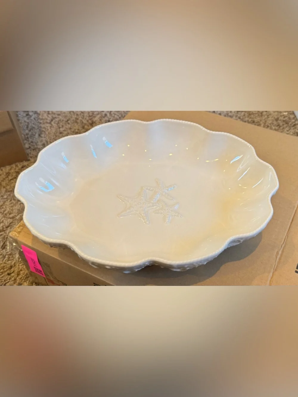 Temp-Tations White Starfish Embossed Serving Bowl